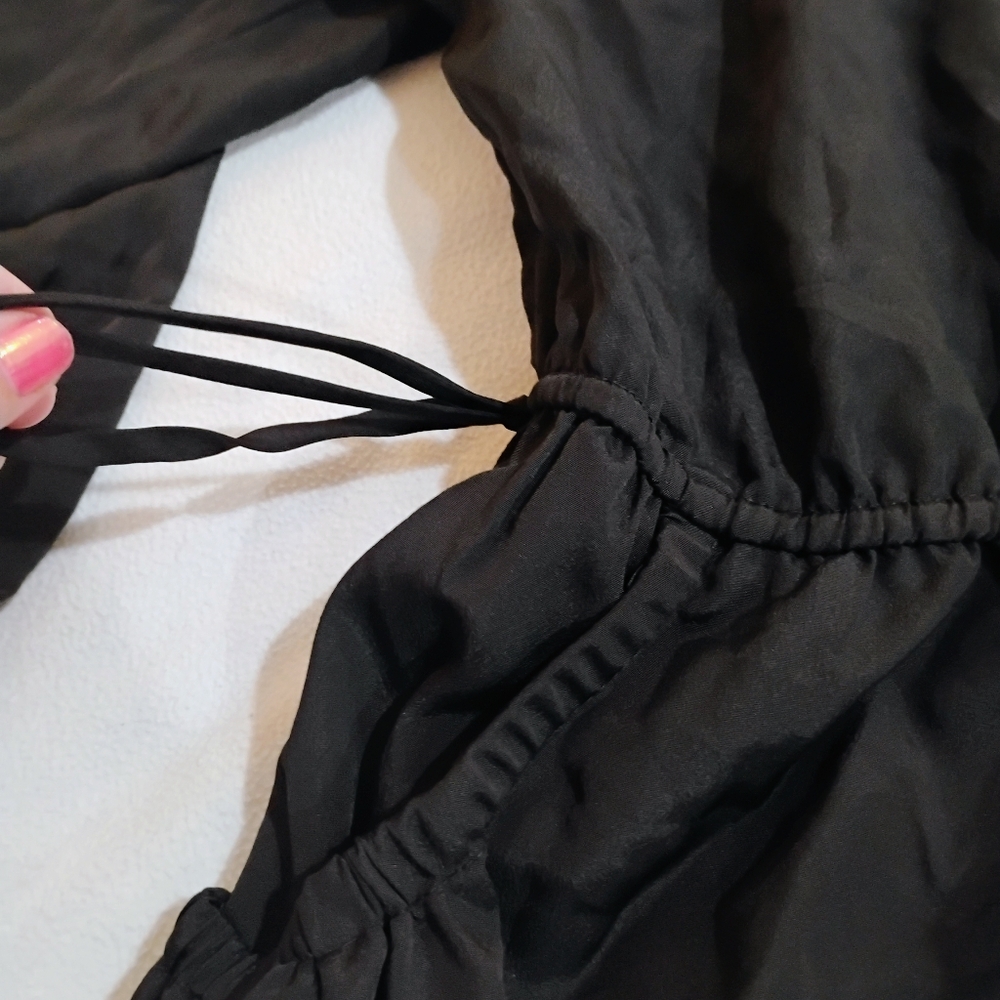Xhilaration Black Long Sleeve Cinched Waist Dress - Picture 4 of 13